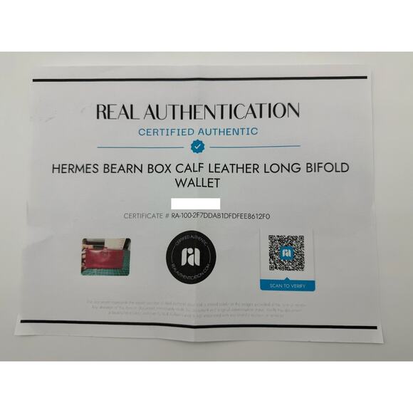 Authentic HERMES Epsom Leather Bearn Long Wallet | COA Included | Very Good Cond - Picture 9 of 11